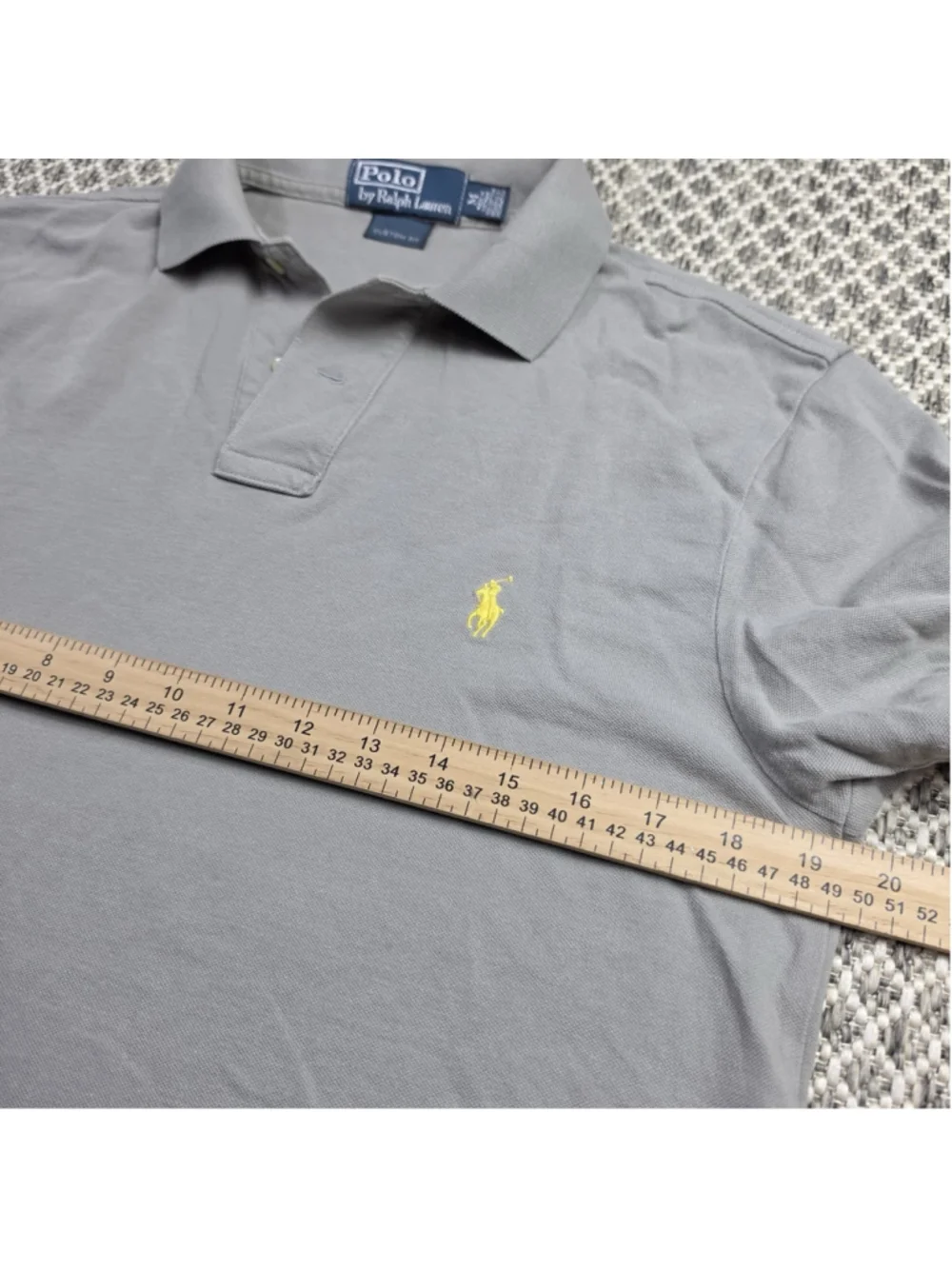 Polo Ralph Lauren Men’s M Gray Custom Fit Mesh Polo Shirt Yellow Pony Logo